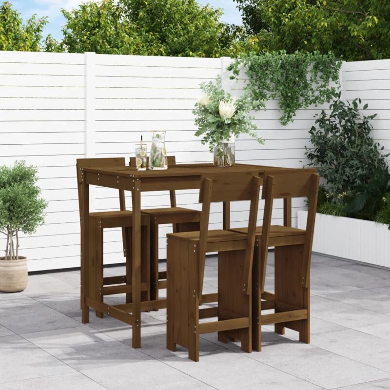Vidaxl - 5 Piece Garden Bar Set Honey Brown Solid Wood Pine