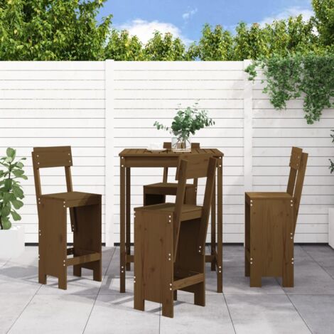 5 Piece Garden Bar Set Honey Brown Solid Wood Pine vidaXL