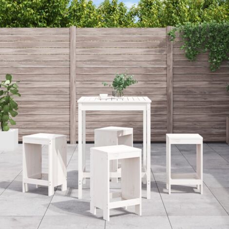 5 Piece Garden Bar Set White Solid Wood Pine vidaXL
