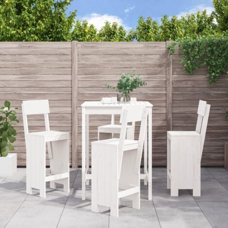 5 Piece Garden Bar Set White Solid Wood Pine vidaXL