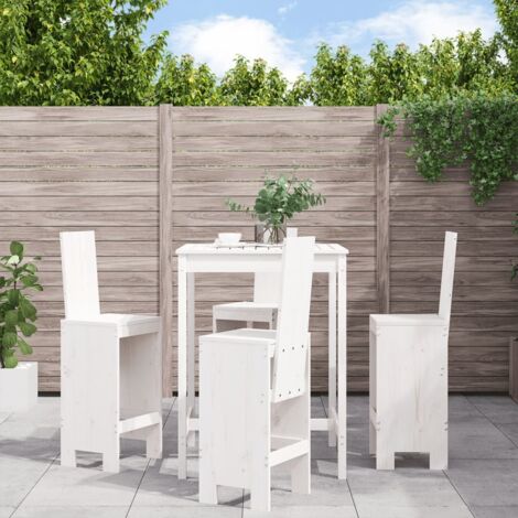 5 Piece Garden Bar Set White Solid Wood Pine vidaXL