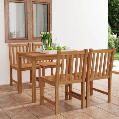 5 Piece Garden Dining Set 120x70 cm Solid Teak Wood vidaXL