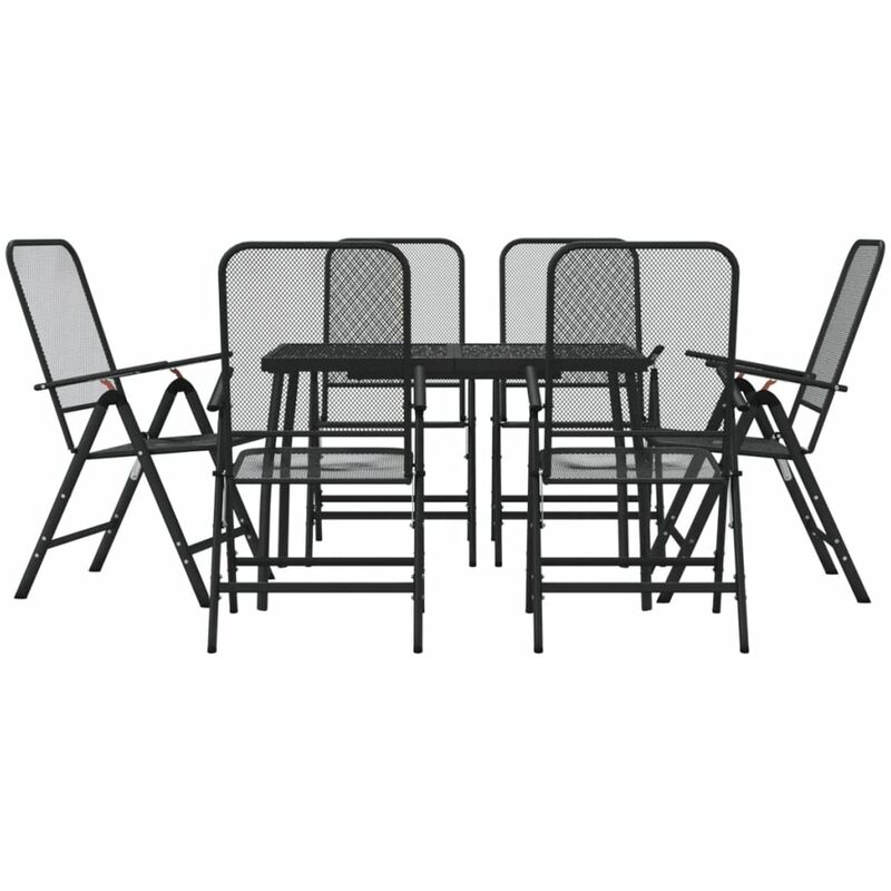 7 Piece Garden Dining Set Anthracite Metal Mesh Vidaxl