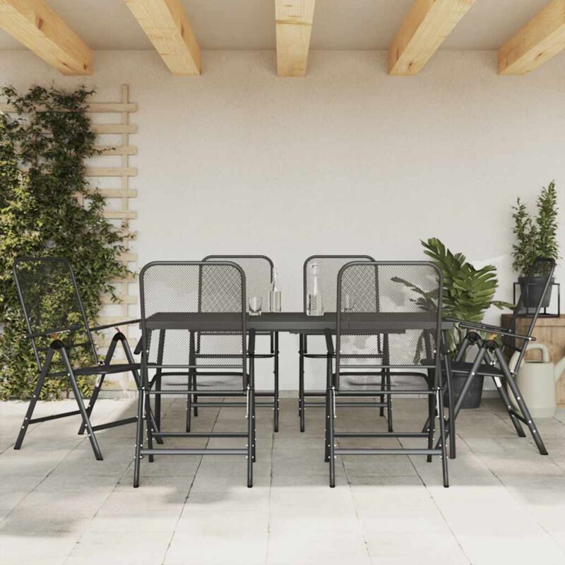 Vidaxl - 7 Piece Garden Dining Set Anthracite Metal Mesh