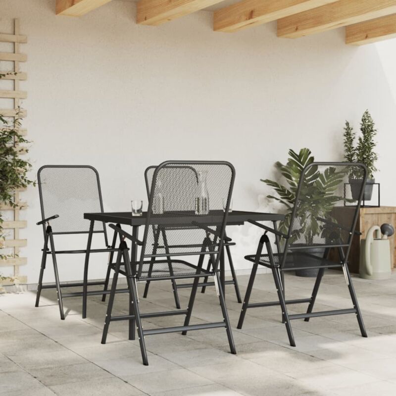 5 Piece Garden Dining Set Anthracite Metal Mesh Vidaxl