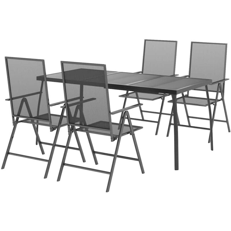 5 Piece Garden Dining Set Anthracite Steel Vidaxl