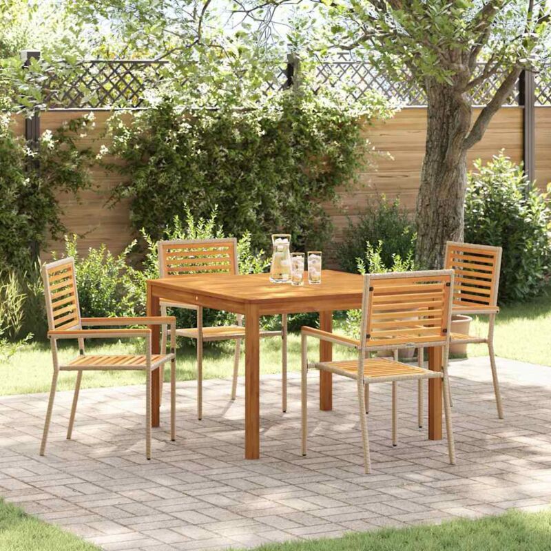Vidaxl - Garden Dining Set 5 Pcs Beige Poly Rattan