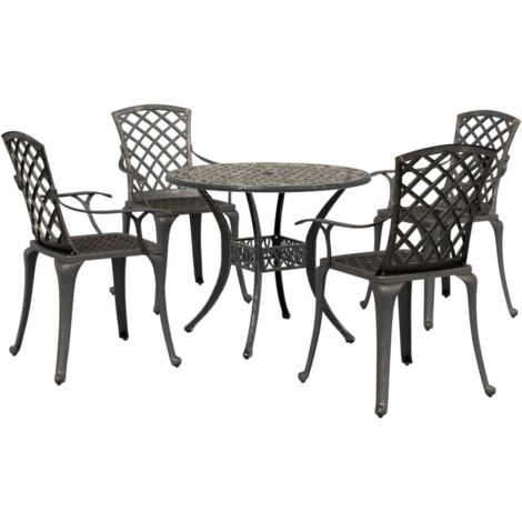 5 Piece Garden Dining Set Bronze Cast Aluminium vidaXL