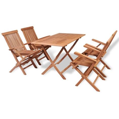 5 Piece Garden Dining Set Solid Teak Wood vidaXL