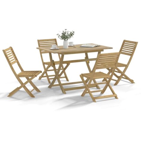 5 Piece Garden Dining Set Solid Wood Acacia vidaXL