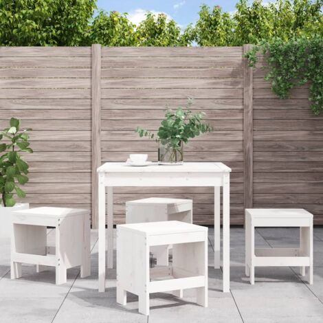 5 Piece Garden Dining Set White Solid Wood Pine vidaXL