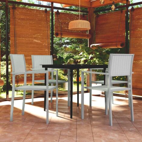 5 Piece Garden Dining Set White vidaXL