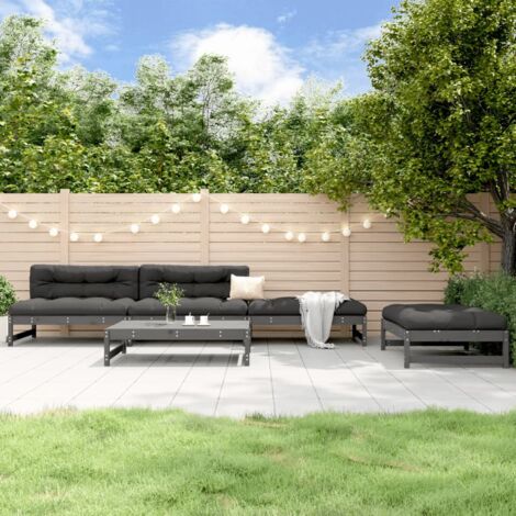 5 Piece Garden Lounge Set Grey Solid Wood Pine vidaXL