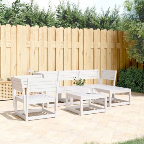 5 Piece Garden Lounge Set White Solid Wood Pine vidaXL