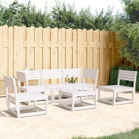 5 Piece Garden Sofa Set White Solid Wood Pine vidaXL