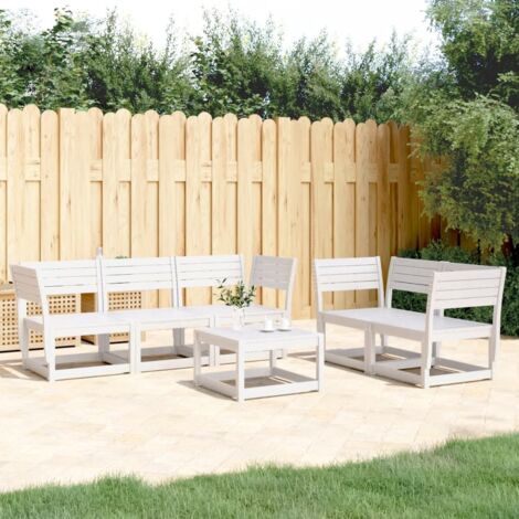 5 Piece Garden Sofa Set White Solid Wood Pine vidaXL