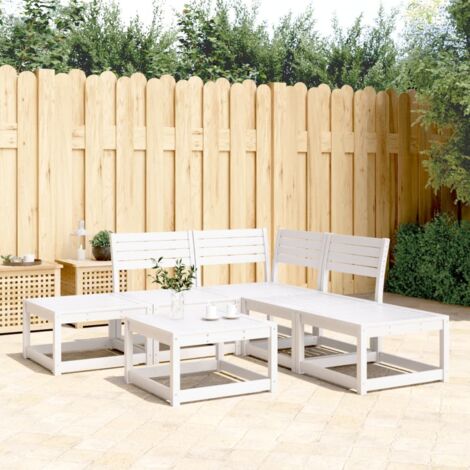 5 Piece Garden Sofa Set White Solid Wood Pine vidaXL