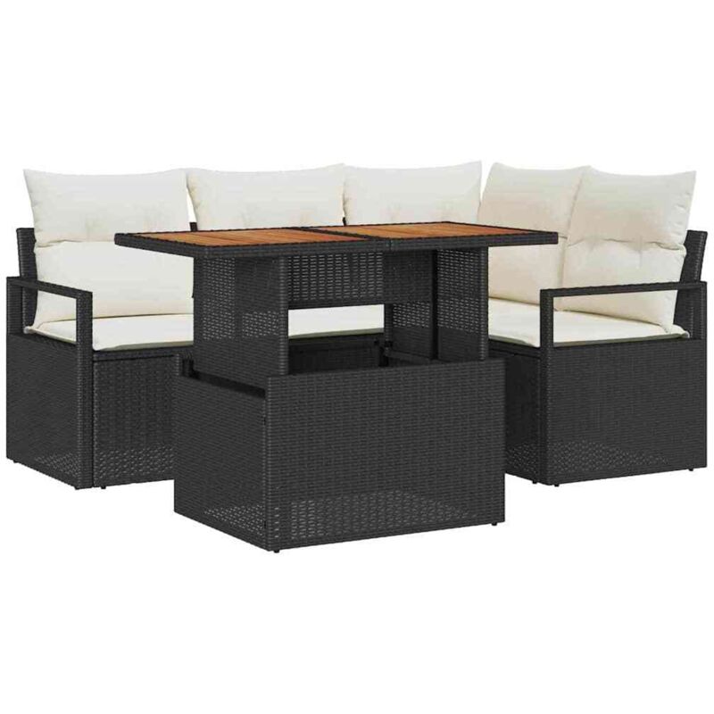 Vidaxl - Garden Dining Set Manual 5 Pcs Black, Cream 100 X 55 X 73 Cm