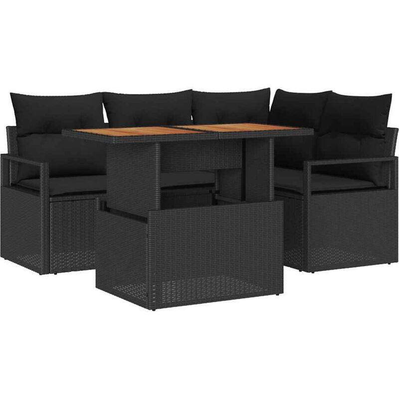 Vidaxl - Garden Dining Set Manual 5 Pcs Black, Brown 100 X 55 X 73 Cm