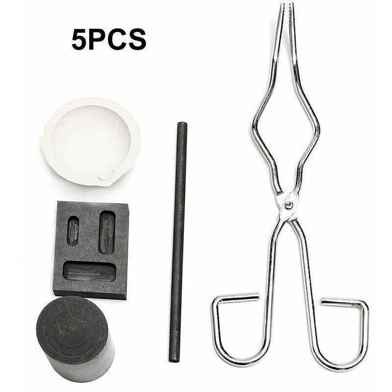 5-Piece Heat Resistant Ingot Mold Pouring Tool for Smelting Gold and Silver, Furnace Kit for Scrap Jewelry Refining, Melting Metal, Gold Forging Set,