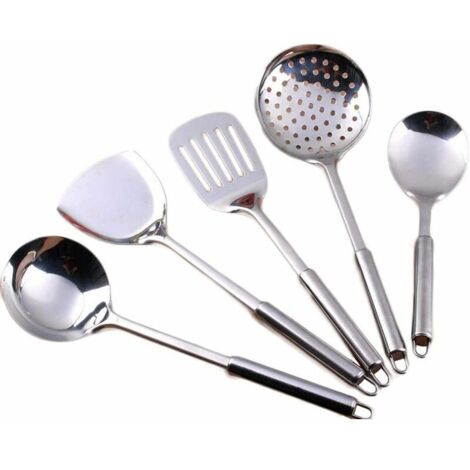5 Piece Heat Resistant Stainless Steel Cooking Utensil Set