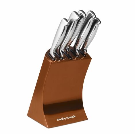 Morphy Richards 974819 Accents 5 Piece Knife Block with High Grade Polished  Stainless Steel Blades, Copper Knife Block