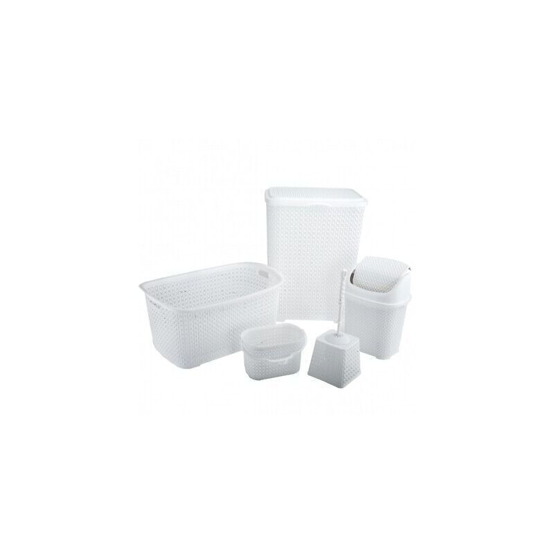 Viss - 5 piece large pearl plastic bathroom set | bin | laundry baskets | toilet brush