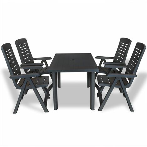 main image of "5 Piece Outdoor Dining Set Plastic Anthracite - Grey"