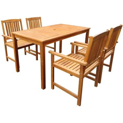 5 Piece Outdoor Dining Set Solid Acacia Wood