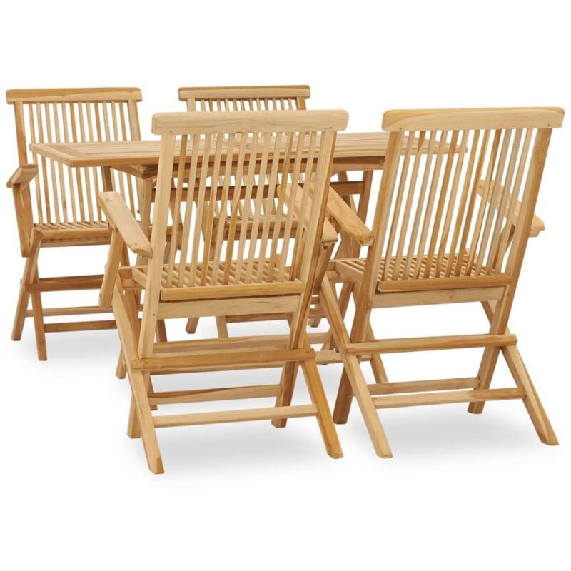 5 Piece Outdoor Dining Set Solid Teak Wood Vidaxl