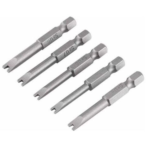 5-piece set of magnetic screwdriver bits made of S2 alloy steel, 50 mm long, 1/4-inch hex shank, U-shaped, for electricians and mechanical repairs. MUMU