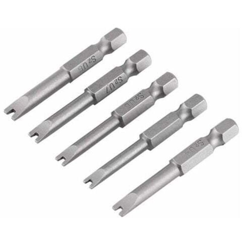 Mumu - 5-piece set of magnetic screwdriver bits made of S2 alloy steel, 50 mm long, 1/4-inch hex shank, U-shaped, for electricians and mechanical