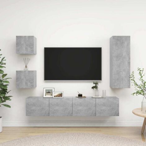 5 Piece TV Cabinet Set Concrete Grey Engineered Wood vidaXL