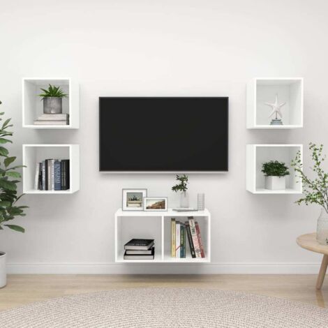 5 Piece TV Cabinet Set White Engineered Wood vidaXL