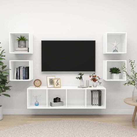 5 Piece TV Cabinet Set White Engineered Wood vidaXL