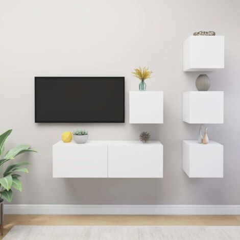 5 Piece TV Cabinet Set White Engineered Wood vidaXL