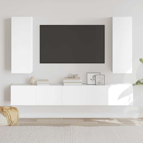 5 Piece TV Cabinet Set White Engineered Wood vidaXL