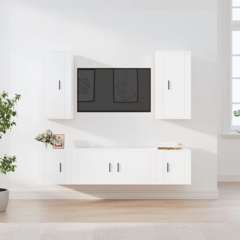 5 Piece TV Cabinet Set White Engineered Wood vidaXL