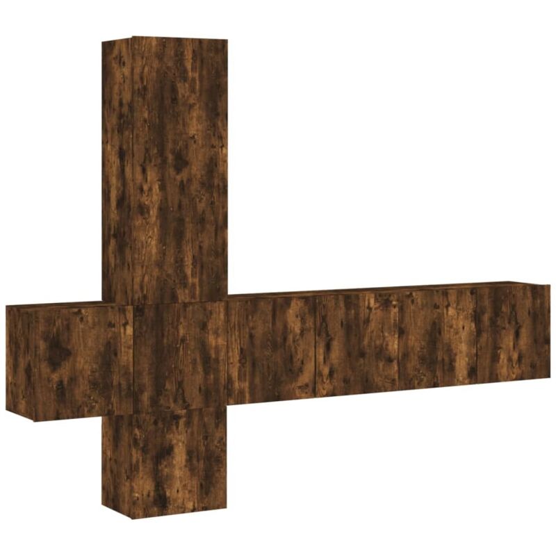Vidaxl - 5 Piece Tv Wall Units Smoked Oak Engineered Wood