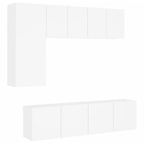 5 Piece TV Wall Units White Engineered Wood vidaXL