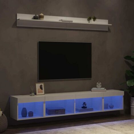 5 Piece TV Wall Units with LED White Engineered Wood vidaXL