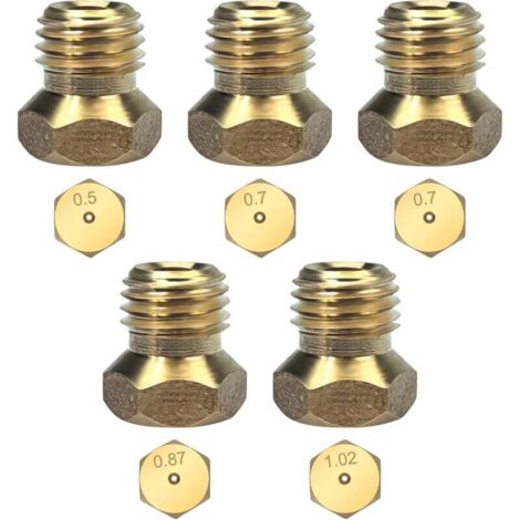 5-Piece Universal Butane Gas Nozzles for Natural Gas and LPG Hobs, Jets, Nozzles and Injectors, 1 x 0.5 cm, 2 x 0.7 cm, 1 x 0.87 cm, 1 x 1.02 cm