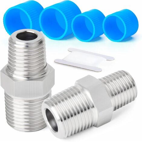 5 pièces 1/4 "mâle BSP x 3/8" mâle filetage forgé en acier inoxydable réducteur hexagonal mamelon connecteur SUS 304 raccords de tuyauterie - 1/2 3/8