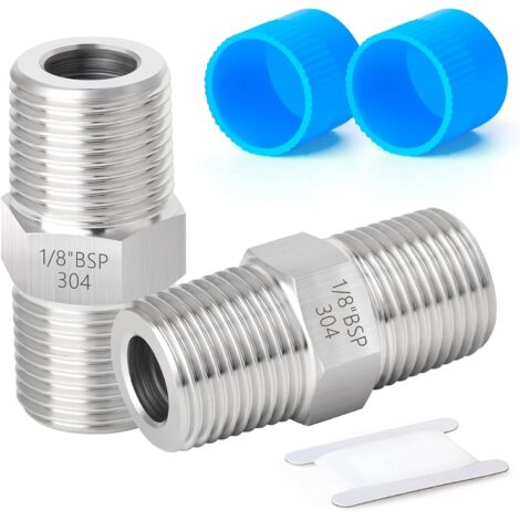 5 pièces 1/4 "mâle BSP x 3/8" mâle filetage forgé en acier inoxydable réducteur hexagonal mamelon connecteur SUS 304 raccords de tuyauterie - 1/8