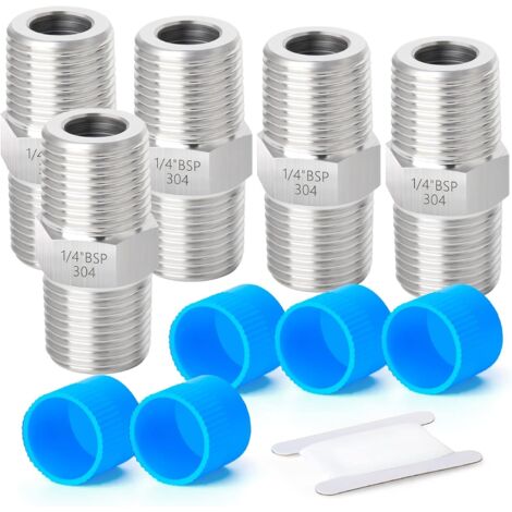 5 pièces 1/4 "mâle BSP x 3/8" mâle filetage forgé en acier inoxydable réducteur hexagonal mamelon connecteur SUS 304 raccords de tuyauterie -