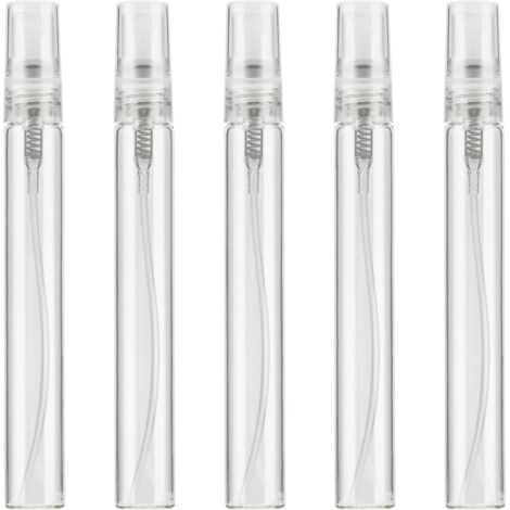 5 Pièces 10 ML Gazon Parfum Flacon Vaporisateur Transparent Atomiseur Rechargeable Petits Contenants De Liquide Vides à Brume Fine pour Huiles Essentielles