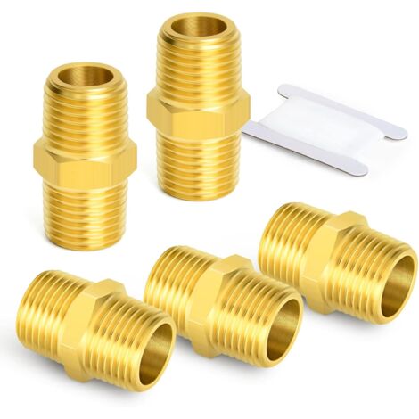 5 pièces 3/8" x Laiton BSP Mâle Hex Mamelon Raccord, à Connecteur Droit - 3/8"M
