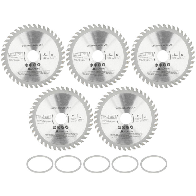 Rosvola - Jeffergarden 5 pièces 4.9in lame circulaire 40 dents disque de coupe carbure pointe bois coupe scie mer 40 dents