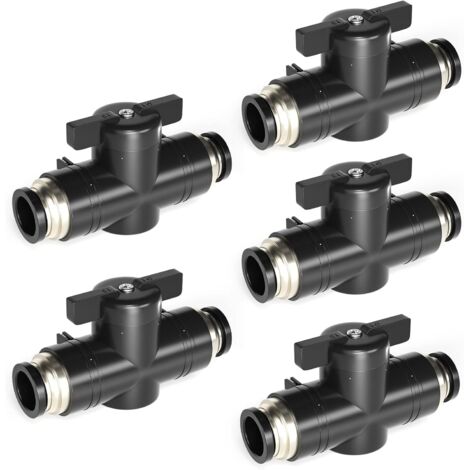 5 pièces 8mm OD vanne à boisseau sphérique pneumatique, raccords de vanne de commande push to connect (connecteurs BUC8)