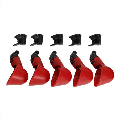 5 Pièces Abreuvoirs Automatiques pour Volailles, Récipients à Eau Semi-Circulaires Rouges (Bol pour Oiseaux et Poulets)